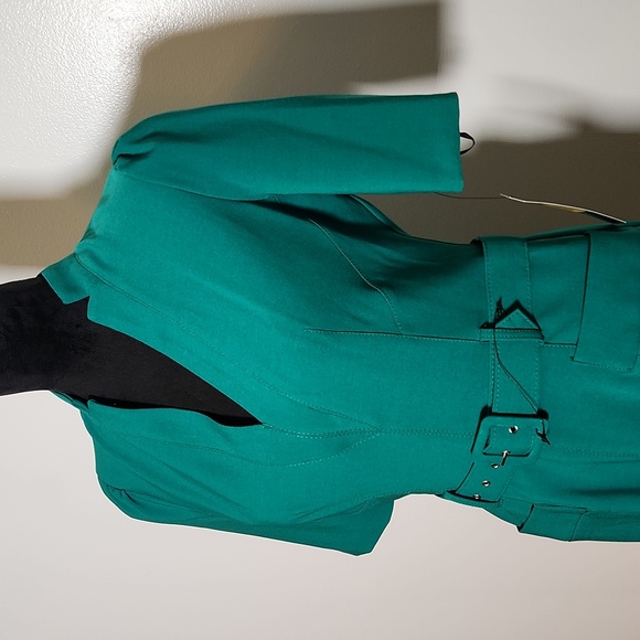 NWT MAGGY LONDON Women's Rashida Green Midi Dress w/ Belt, Size 6 - Picture 6 of 13